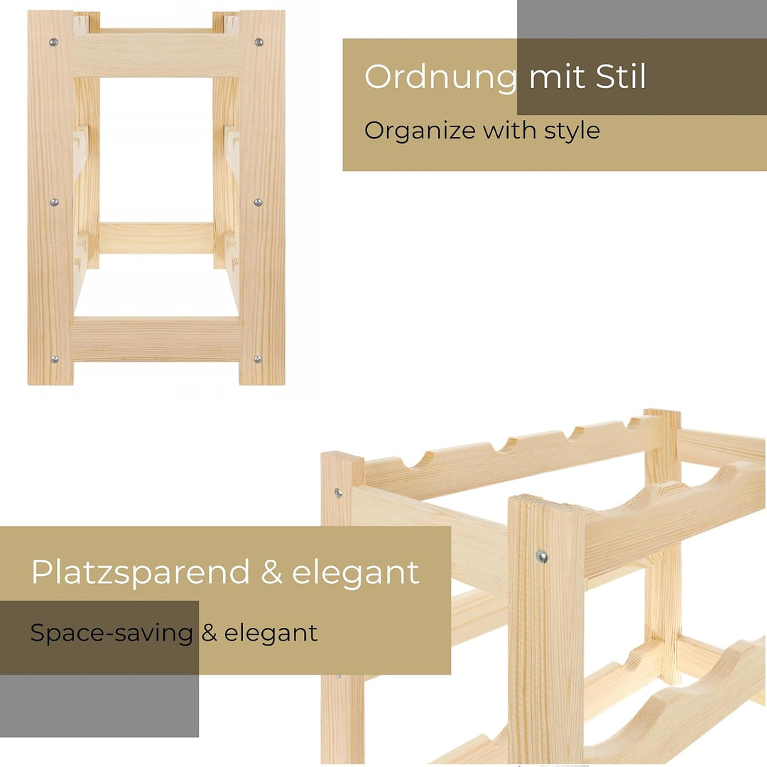 Weinregal Holz 20 Flaschen Natur 44x70x25 cm Wine Rack Regal Flaschenregal Weinflaschenregal Getränk