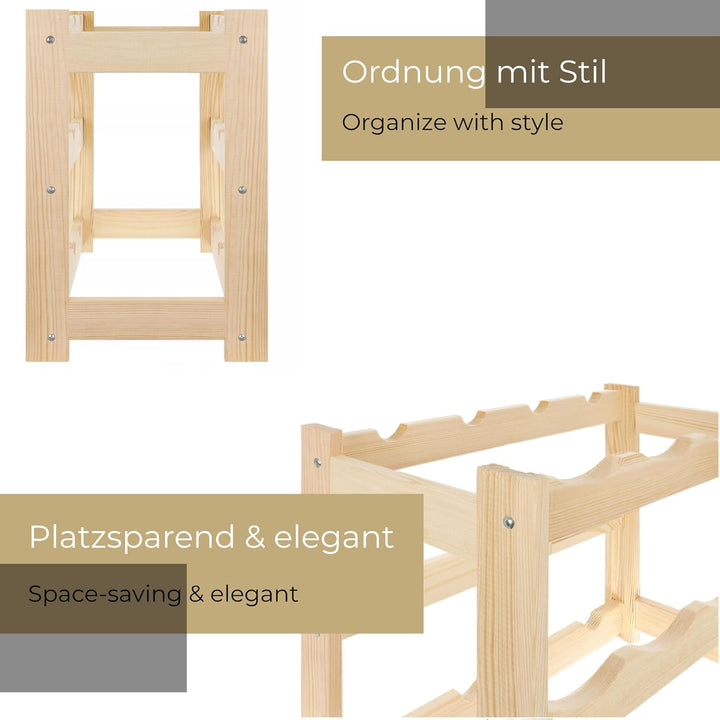 Weinregal Holz 20 Flaschen Natur 44x70x25 cm Wine Rack Regal Flaschenregal Weinflaschenregal Getränk