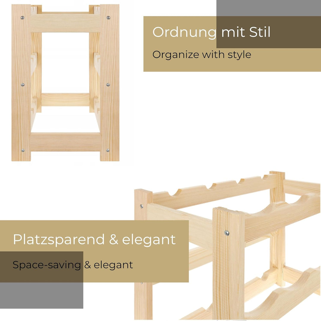 Weinregal Holz 12 Flaschen Braun 44x38x25 cm Wine Rack Regal Flaschenregal Weinflaschenregal Getränk