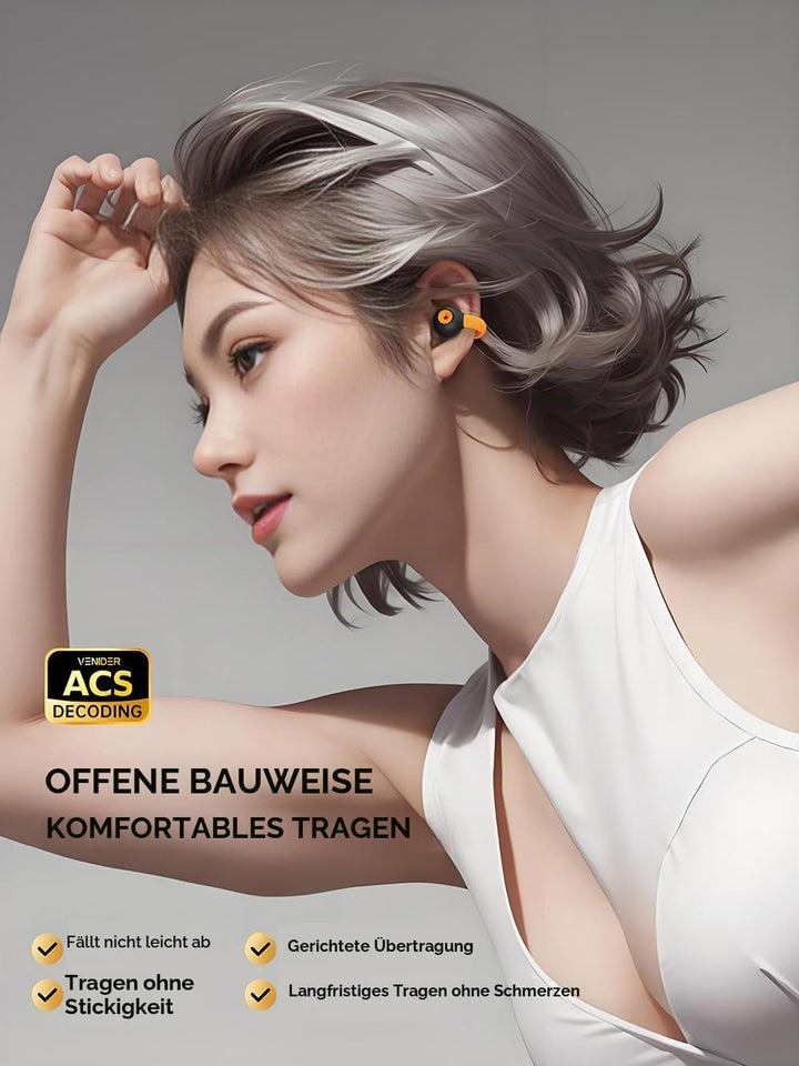 Ohrclip Bluetooth-Kopfhörer Kabellose Offene Ohrhörer mit LED-Anzeige - Schmerzfreie Sport Kopfhörer