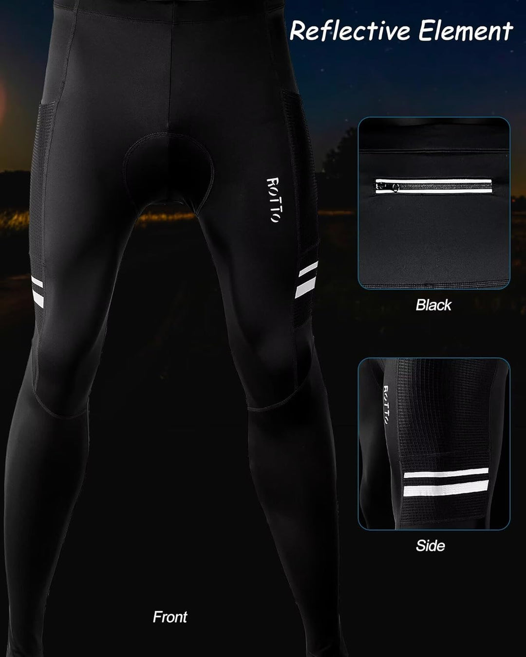 ROTTO Lange Radlerhose Herren Fahrradhose Gepolstert stossfeste Radhose Elastische Hosen Radfahren m
