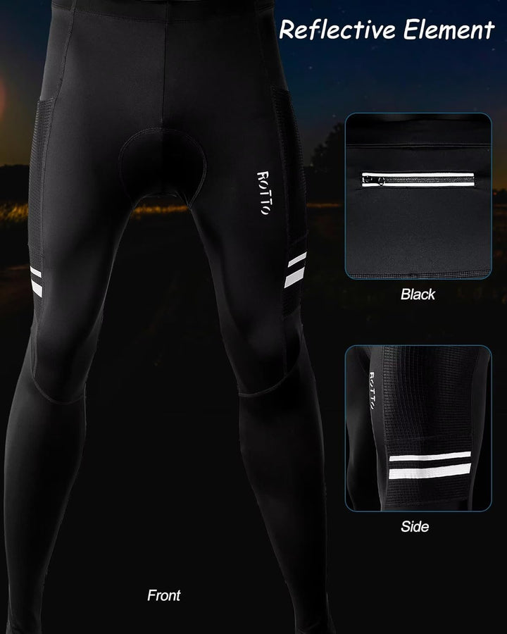 ROTTO Lange Radlerhose Herren Fahrradhose Gepolstert stossfeste Radhose Elastische Hosen Radfahren m