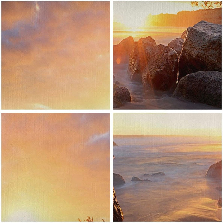 Bilder auf Leinwand Meer Strand Felsen Leinwandbild mit Rahmen 70x50cm Wandbilder Dekoration Wohnzim