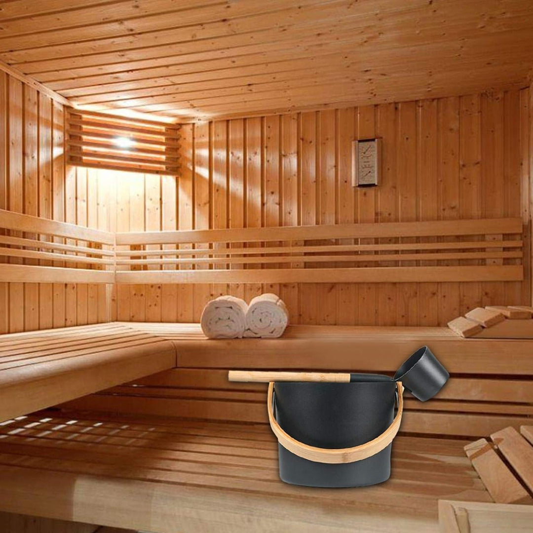 courti 7L Saunaeimer Aluminium Sauna Eimer Saunakübel Set mit Langem Griff, Hochwertiges Sauna Zubeh