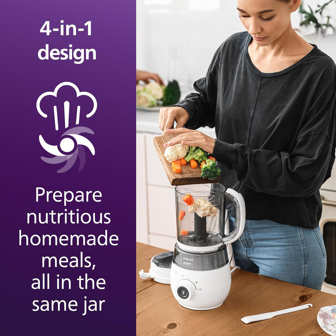 Philips Avent Premium 4-in-1 Dampfgarer, Babynahrungsbereiter, Dampfgarer, Mixen, Auftauen, Aufwärme