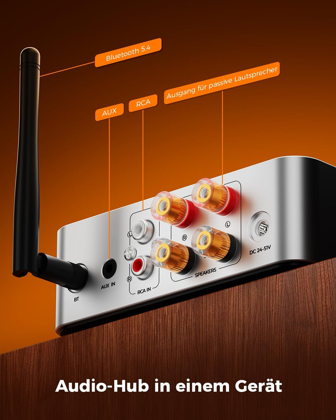 Qlearsoul HiCore H2 Bluetooth 5.4 HiFi-Stereo-Verstärker — TI TPA3255 Klasse D, 100 W x2 (@ 4Ω) Nenn