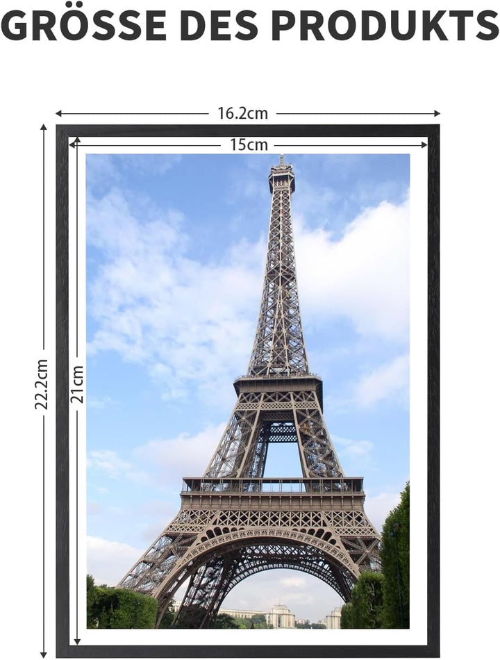 LYYYYX Bilderrahmen Holz 15×21cm mit bruchsicherem Acrylglas zum senkrechten oder waagerechten Aufhä