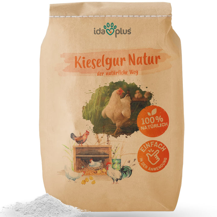 Ida Plus – Kieselgur Natur im Sack 12 &amp; 20 Liter – Kieselerde als Pulver – das Produkt für ihren Hüh