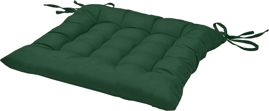 Beautissu 4er Set Stuhlkissen mit Bändern Indoor &amp; Outdoor Auflagen Stühle | 40x40 in Dunkelgrün mit