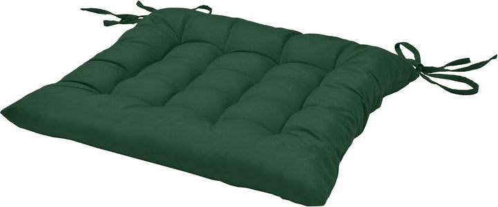 Beautissu 4er Set Stuhlkissen mit Bändern Indoor &amp; Outdoor Auflagen Stühle | 40x40 in Dunkelgrün mit