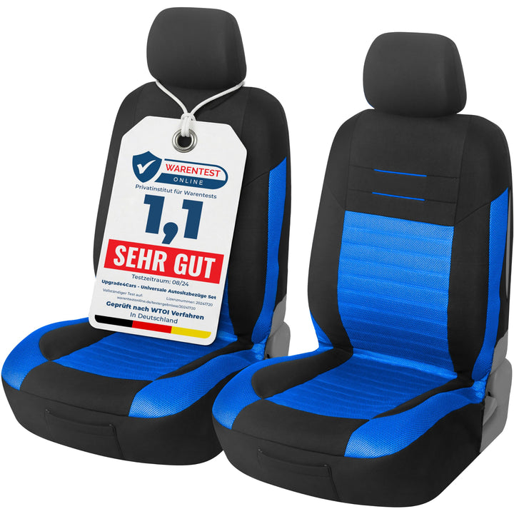 Upgrade4cars Auto-Sitzbezüge Vordersitze Blau Schwarz | Auto-Sitzbezug Set Universal | Auto-Schonbez