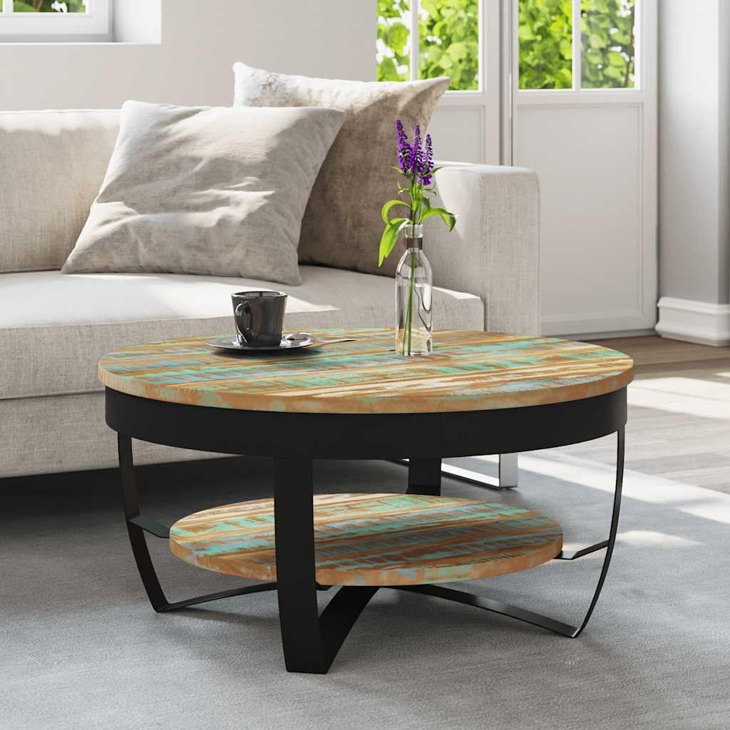 vidaXL Massivholz Couchtisch Ablage Beistelltisch Kaffeetisch Wohnzimmertisch recyceltes Massivholz,