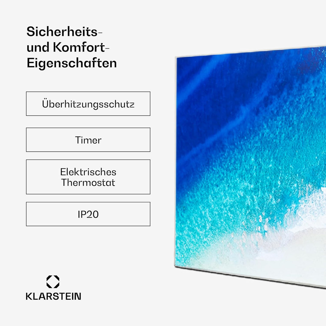 Klarstein Infrarotheizung mit Thermostat, 600W Elektroheizung, Bild-Infrarotheizung zur Wandmontage,