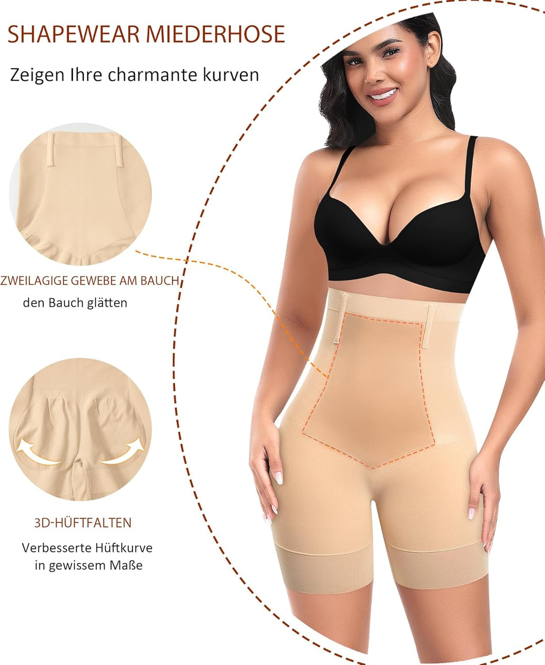 Bauchweg Unterhose Damen Shapewear Hohe Taille Miederhose Shaping Shorts Figurenformend Miederpants