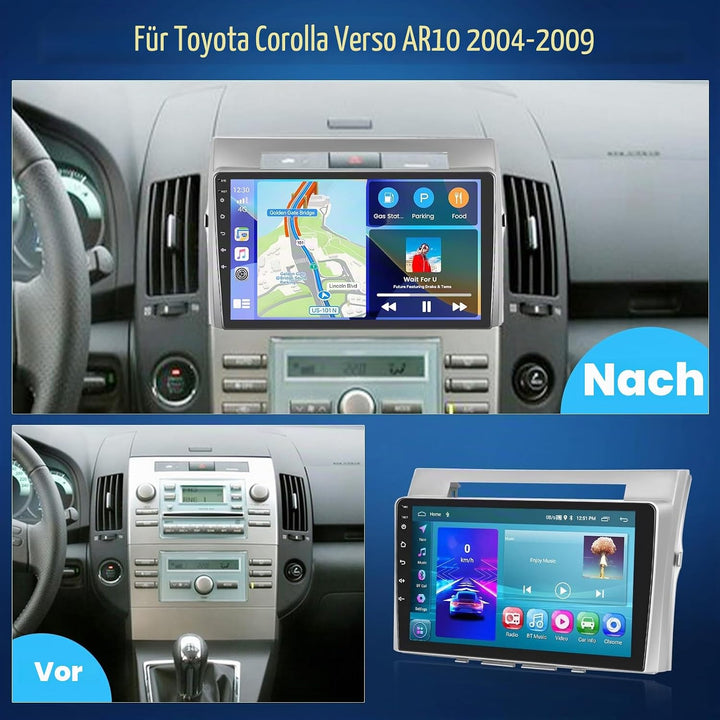 Hikity 2+64G Android Autoradio Wireless Carplay für Toyota Corolla Verso AR10 2004-2009 Bildschirm 9