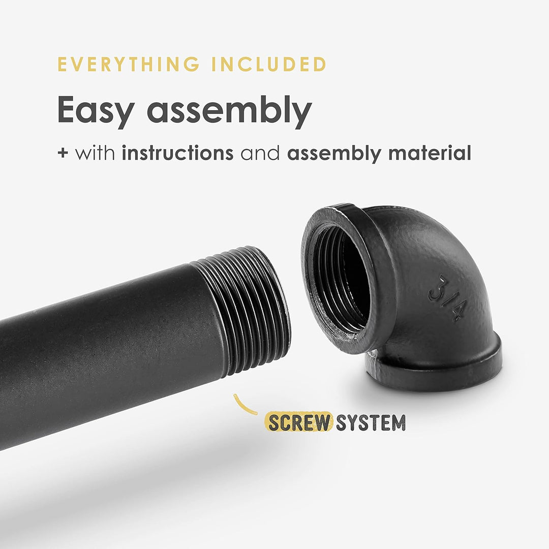 Pamo Handlauf für Treppen | 36-392 cm | Handlauf schwarz aus stabilen Rohren im industrial Loft Desi