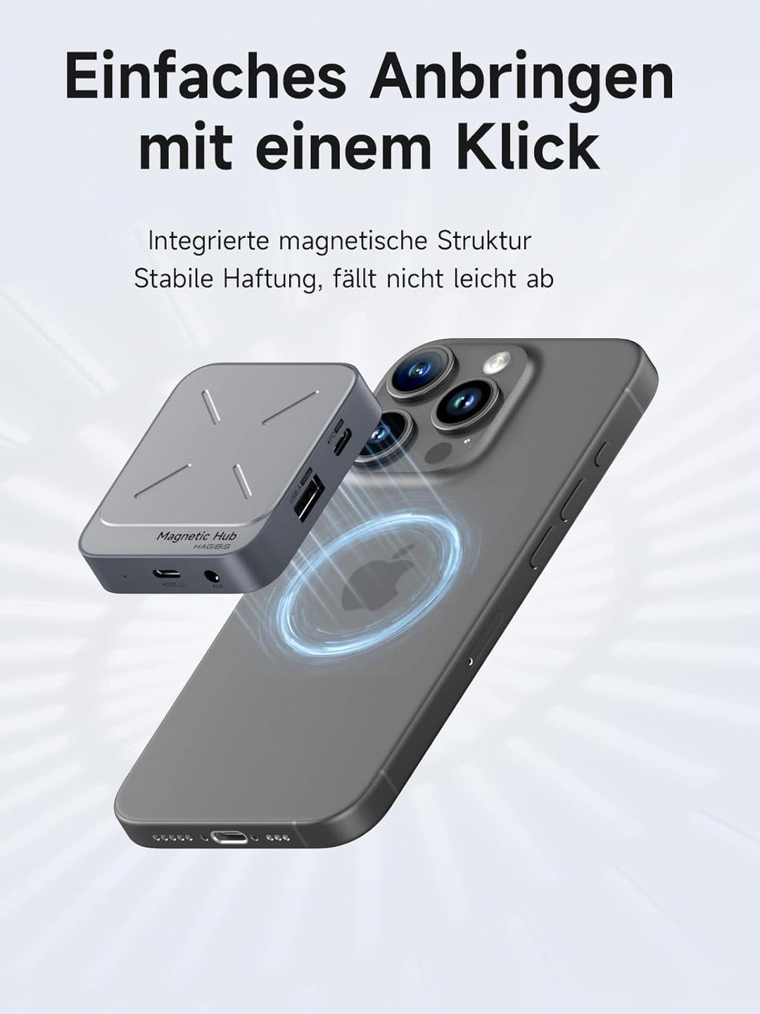 Hagibis Doppelseitig Magnetischer USB C Hub für iPhone 17 16 15 Pro Max, SD 4.0 UHS-II 312MB/s Karte