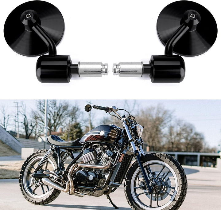 7/8 "22mm Motorrad Lenkerendspiegel 3 Zoll Runden Rückansicht Seitenspiegel für Scooter Chopper Crui