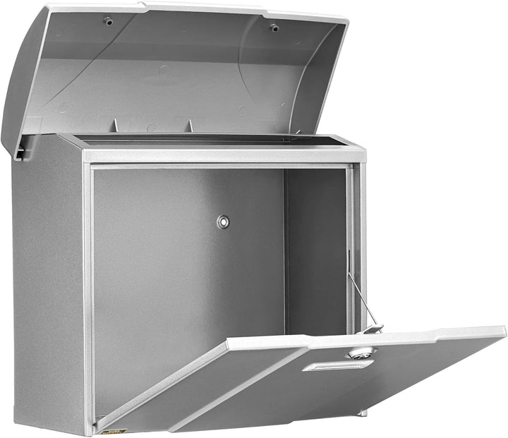 Burg-Wächter Briefkasten mit aufklappbarem Regendach, A4 Einwurf-Format, EU Norm EN 13724, Verzinkte