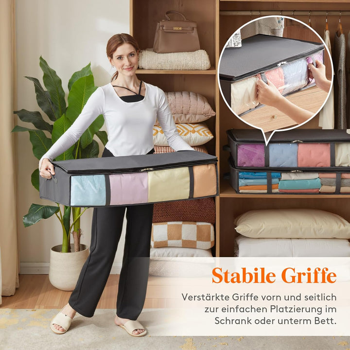 Lifewit 4 Stück Unterbettkommode Aufbewahrungstasche, Faltbare Unterbett Aufbewahrungsbox, Storage B