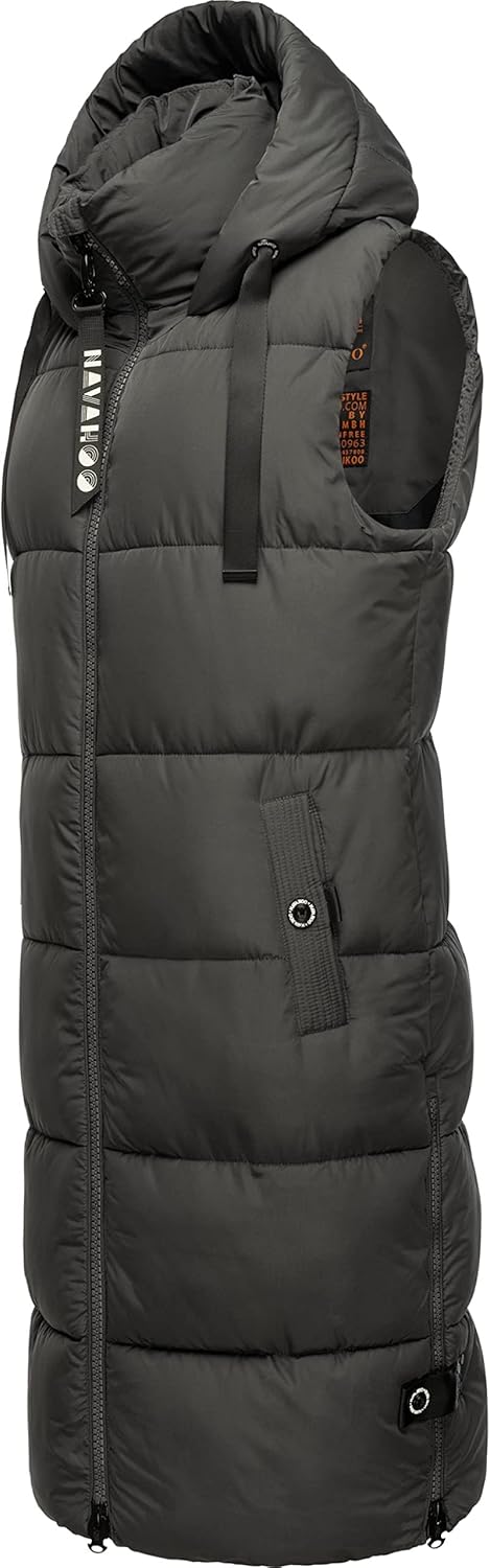 Navahoo Damen ärmellose Lange Outdoorweste warme Winterjacke Schnuffelchen XS-3XL L Anthracite, L An