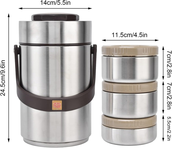 2.3L Thermobehälter für Essen, 3-lagig 304 Edelstahl Vakuum-isoliert Thermo Lunchbox, Essen Warmhalt