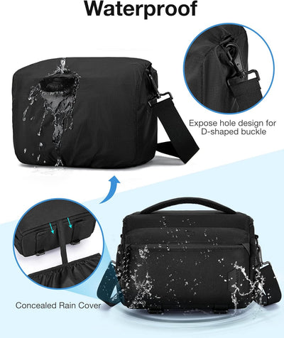 bagsmart SLR DSLR Kameratasche Wasserdicht Fototasche für Spiegelreflexkamera mit Regenhülle, Kleine