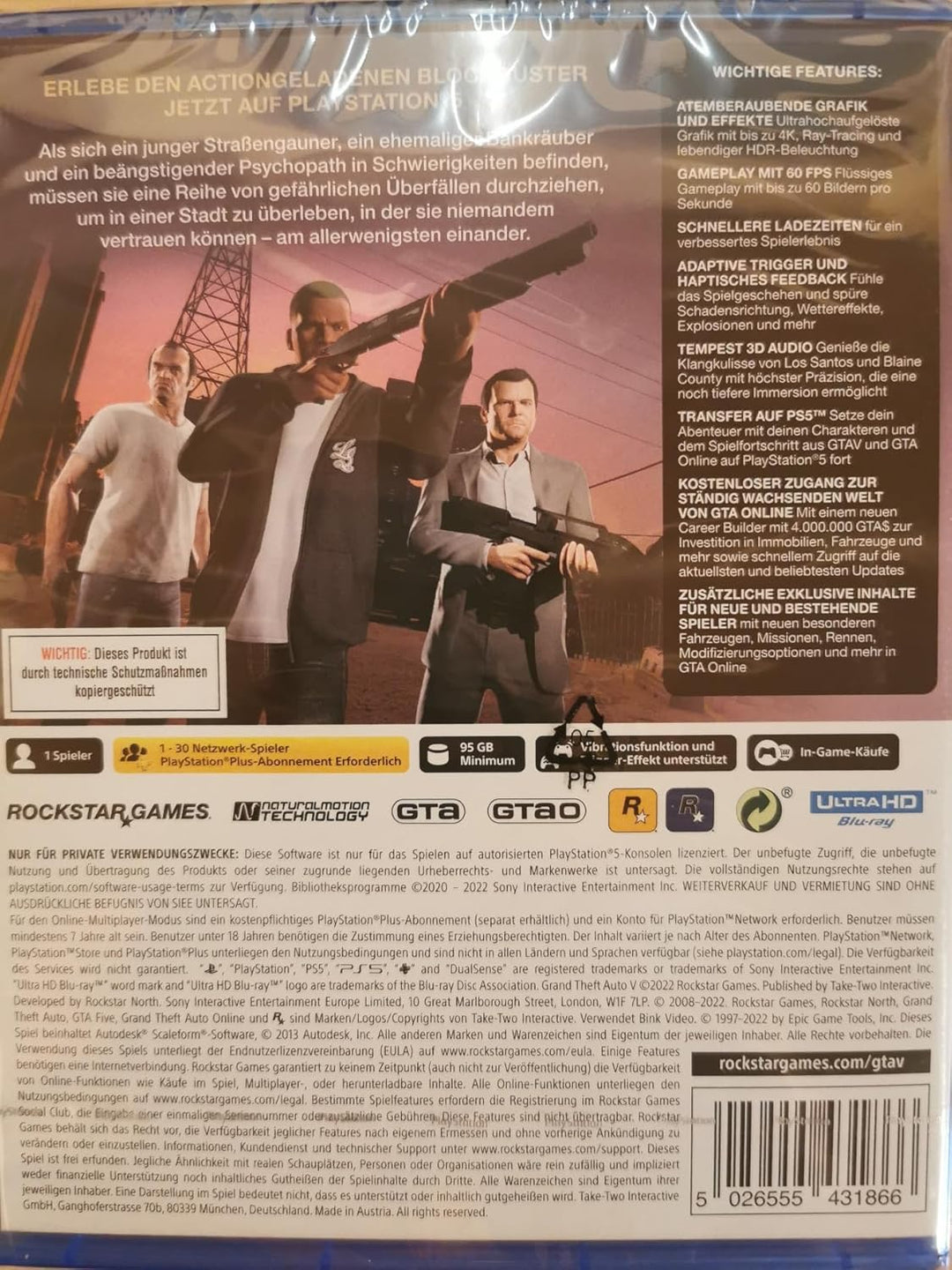 GTA 5 - Grand Theft Auto V für PS5 (100% UNCUT) (Deutsche Verpackung)