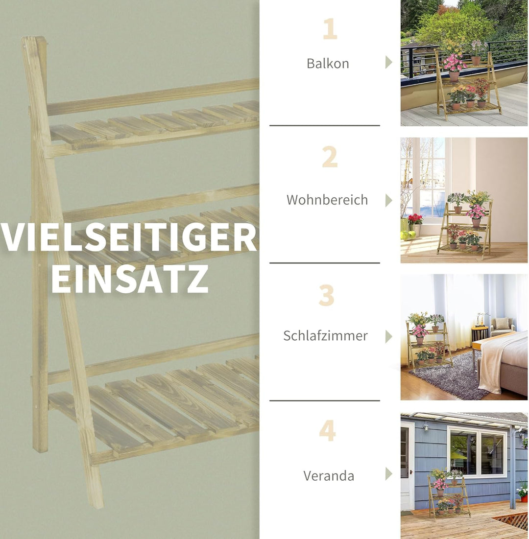 Outsunny Pflanzentreppe Blumenbank Blumentreppe Blumenregal Pflanzregal Blumenständer 3 Stufen Tanne