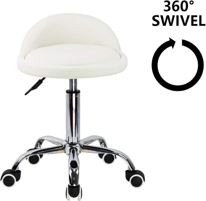 KKTONER Rollhocker mit Rückenlehne höhenverstellbar drehbar Arbeitshocker Drehhocker Rollhocker Büro