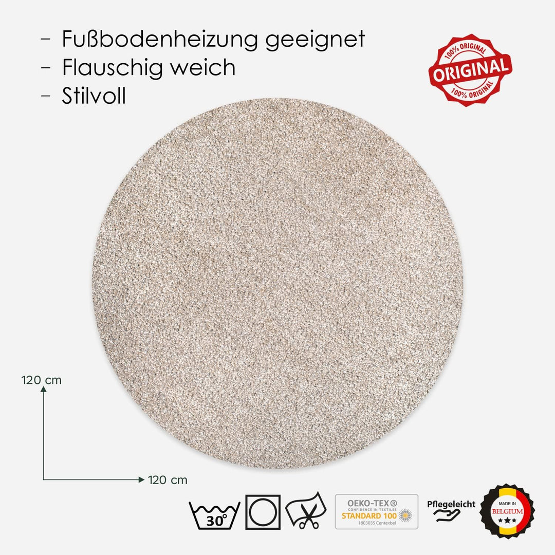 DomDeco Waschbarer Teppich Ease, super weicher und Flexibler 12mm Kurzflor für Wohnzimmer/Schlafzimm