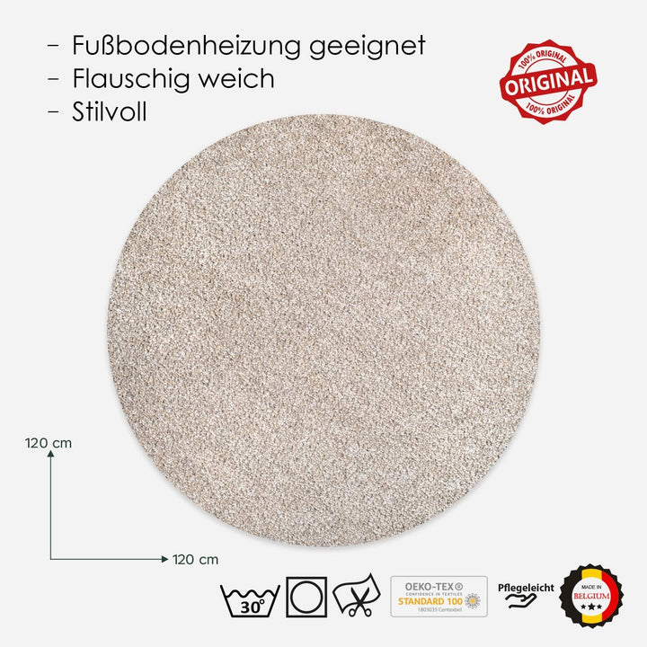 DomDeco Waschbarer Teppich Ease, super weicher und Flexibler 12mm Kurzflor für Wohnzimmer/Schlafzimm