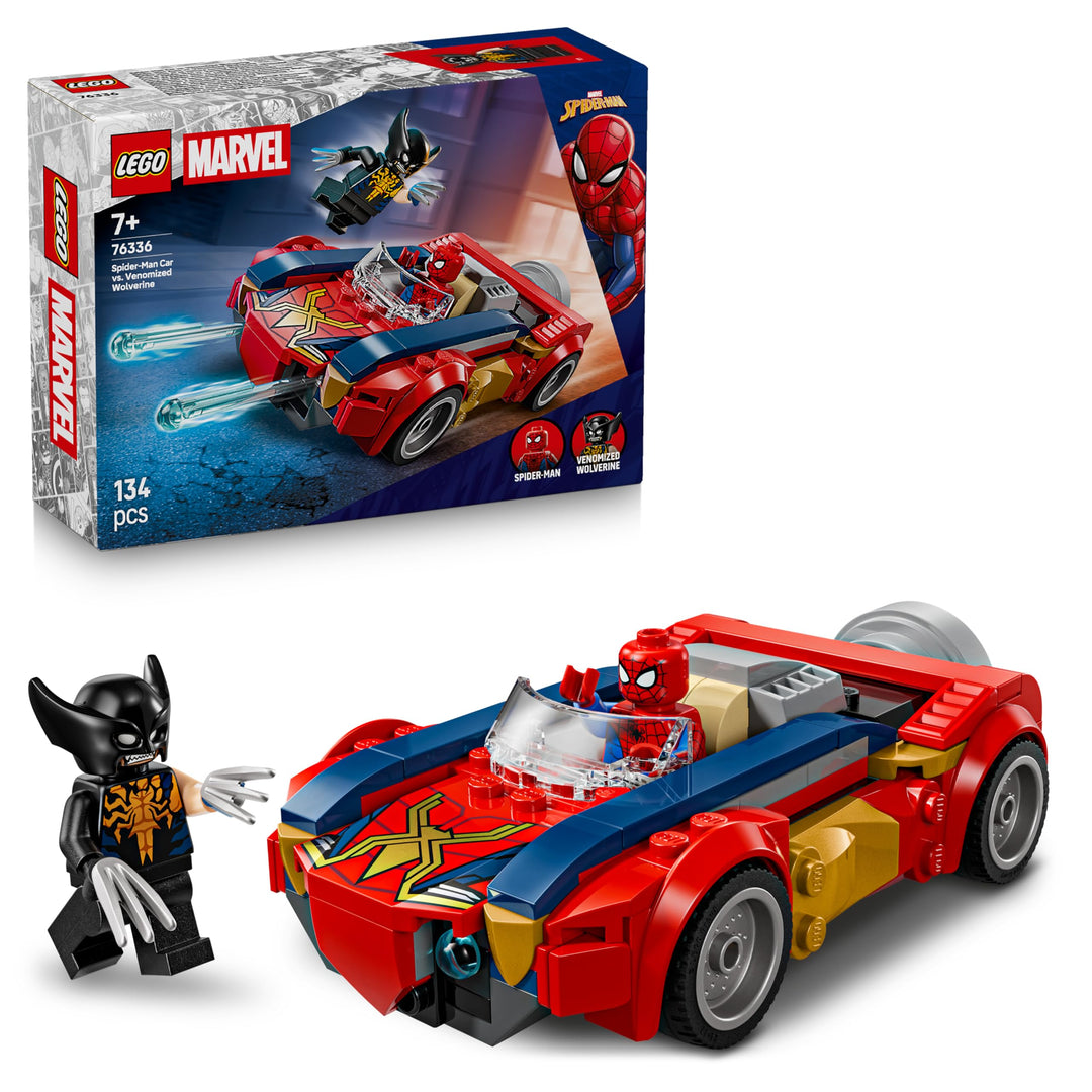 LEGO | Marvel Spider-Man Auto vs. Venomized Wolverine - Superhelden Spielzeug mit Spielzeugauto - Ko