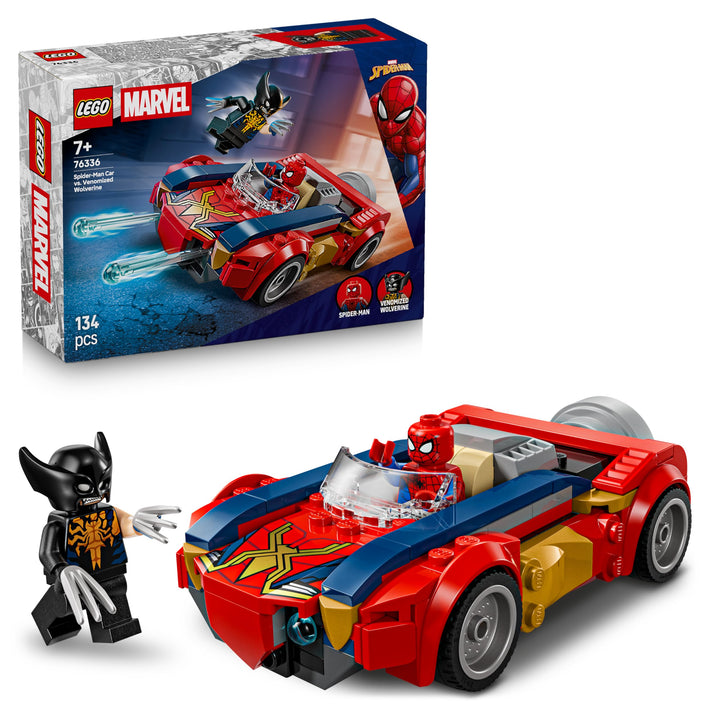 LEGO | Marvel Spider-Man Auto vs. Venomized Wolverine - Superhelden Spielzeug mit Spielzeugauto - Ko