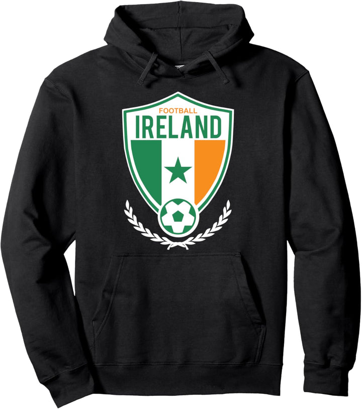 Trendy Ireland Soccer Shield Pullover Hoodie