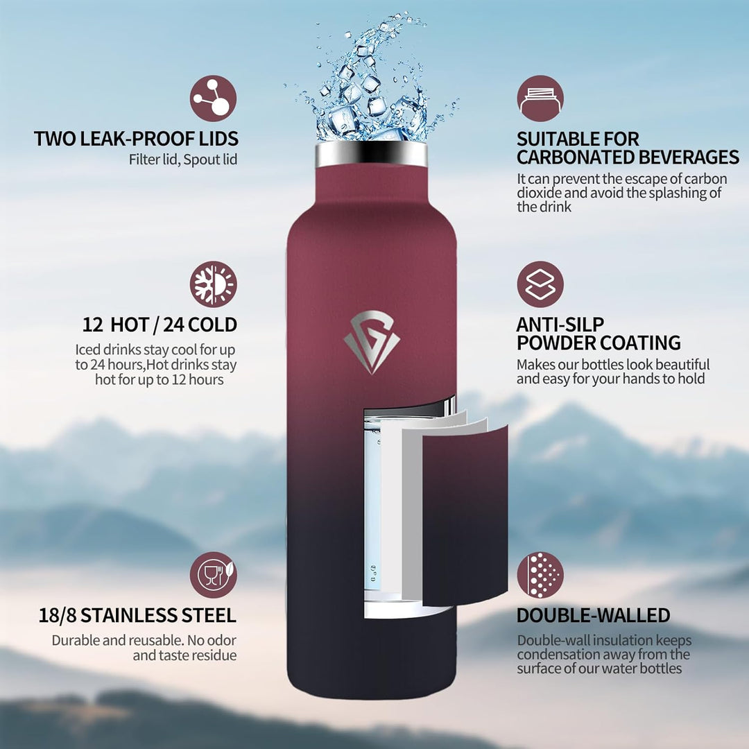 Trinkflasche, 750 ML BPA-Frei, Thermosflasche, Auslaufsichere Isolierflasche Doppelwandig, Wasserfla