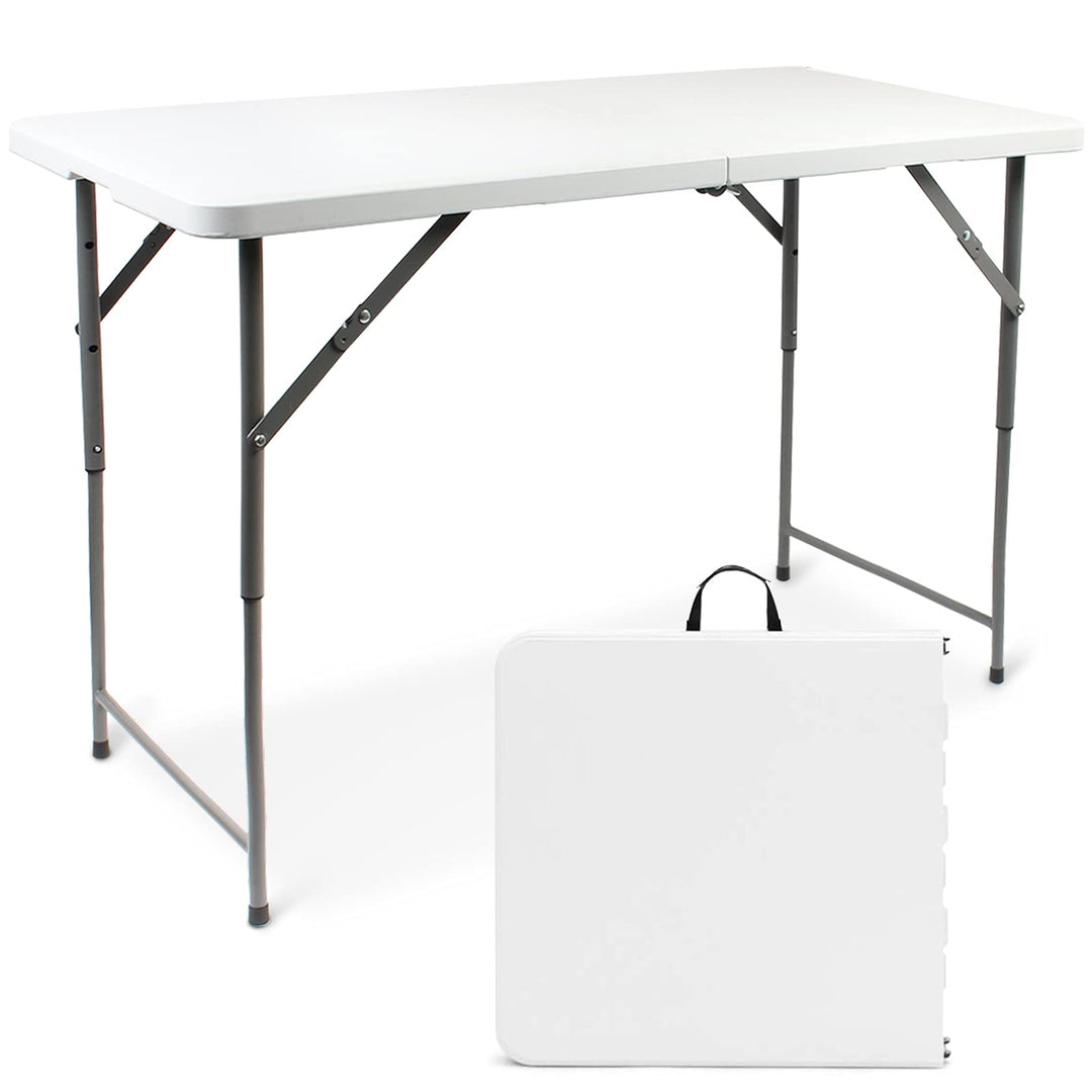 Todeco Campingtisch höhenverstellbar, Gartentisch rechteckig mit Tragegriff, Partytisch 120x60x76cm,