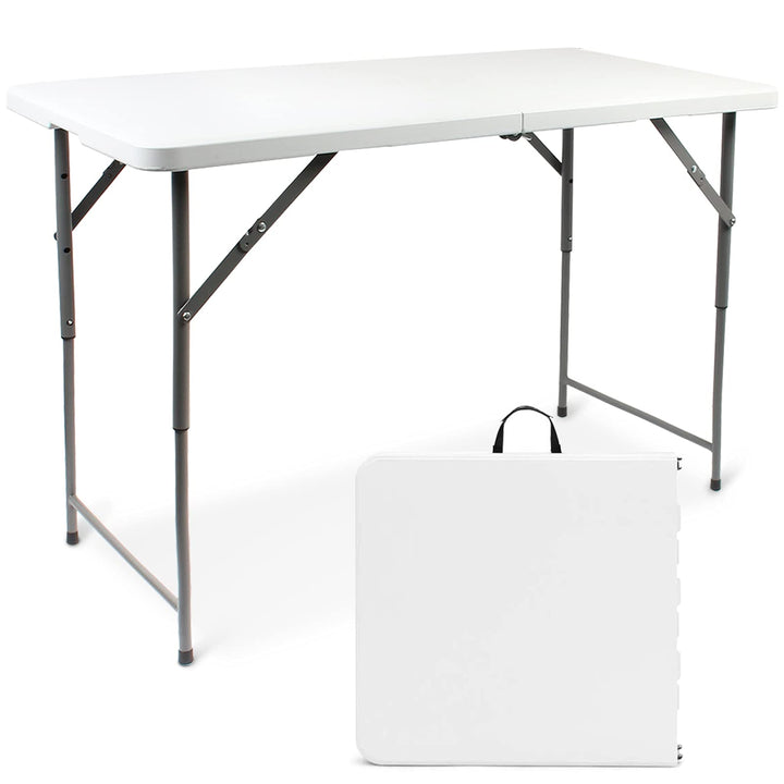 Todeco Campingtisch höhenverstellbar, Gartentisch rechteckig mit Tragegriff, Partytisch 120x60x76cm,