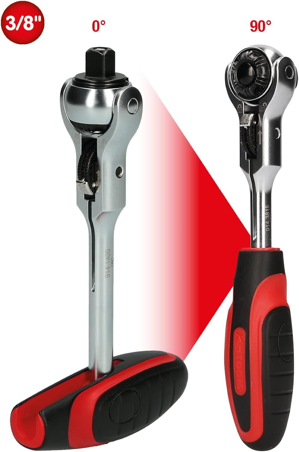 KS Tools 914.3815 MODIFIX 3/8 Zoll Mini-T-Griff-Schwenkkopf-Knarre, 72 Zahn