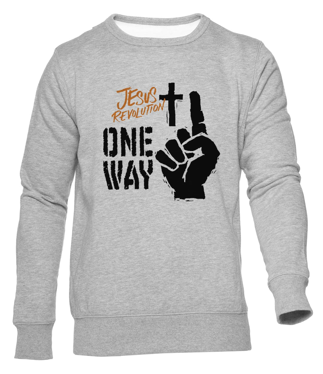 Jesus Revolution One Way Cross Unisex Jumper Herren Dammen Grau Rundhals Lange Ärmel Sweatshirt Men&