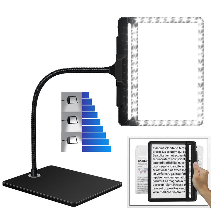 NZQXJXZ 2-in-1 Lupe mit Licht und Ständer, 5X Leselupe mit Licht für Senioren Gross, 42 LED Einstell