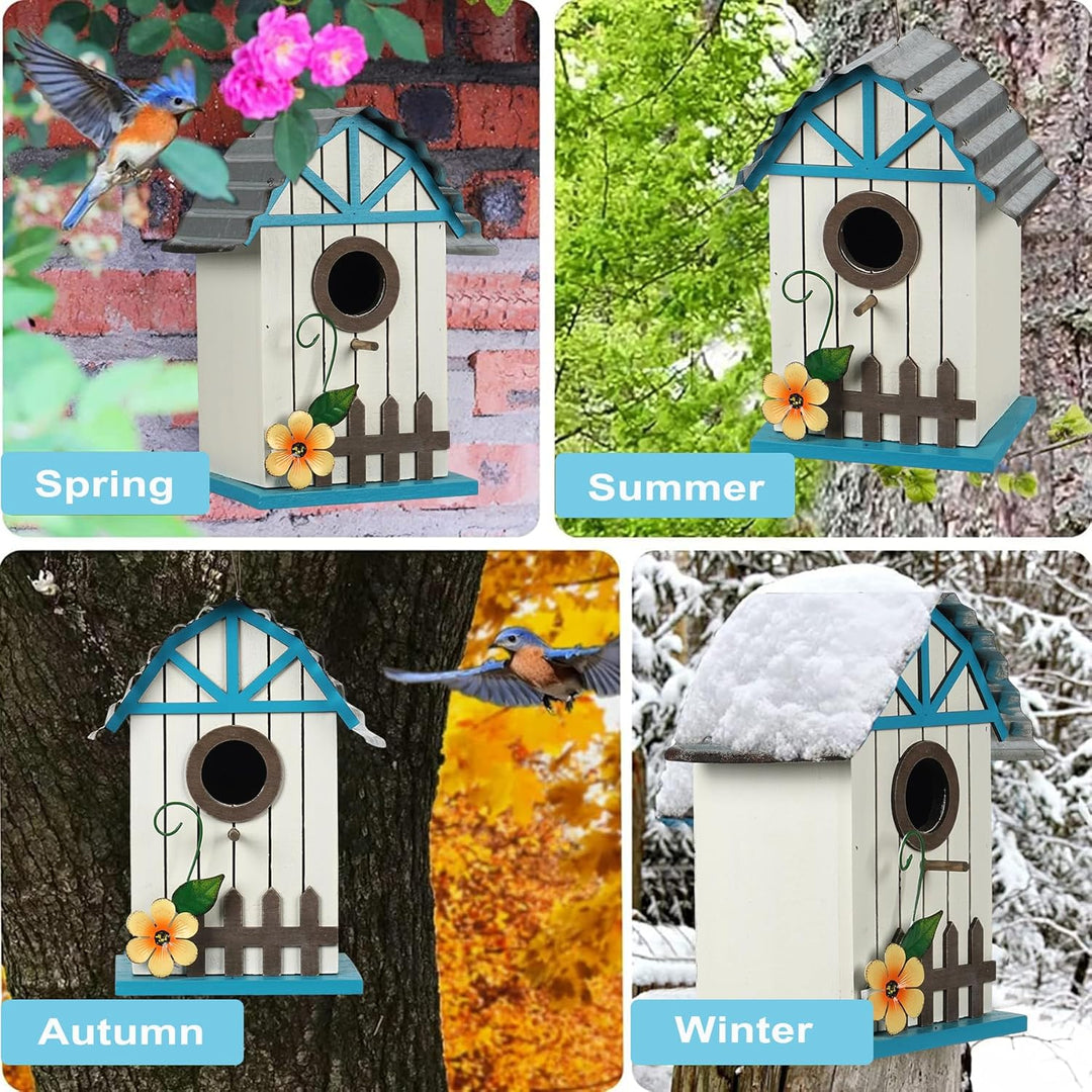 Optyuwah Vogelhaus Holz Nistkasten, Vogelvilla für Wildvögel Meisen, zum Aufhängen Indoor als Dekora