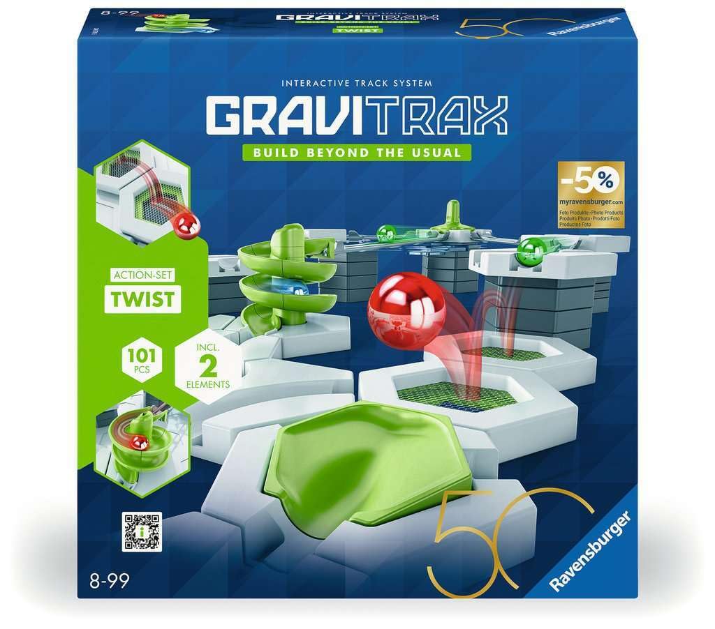 Ravensburger 24576 - GraviTrax Action-Set Twist - Sonderausgabe 50 Jahre blaues Dreieck - GraviTrax