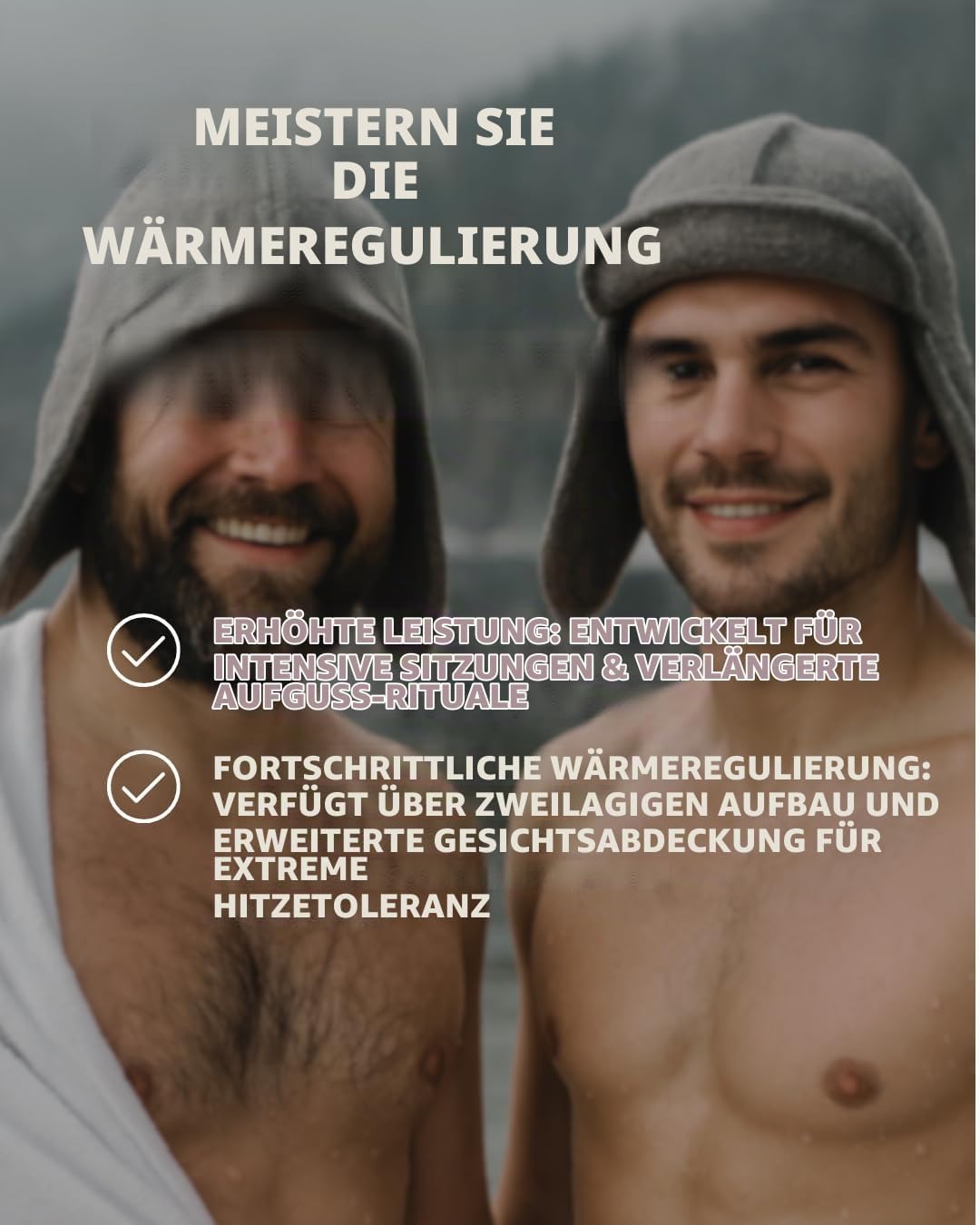 frihed.® Saunahut Pro Steingrau aus doppeltem Wollwalk - 100% Schafschurwolle - High End Sauna Acces