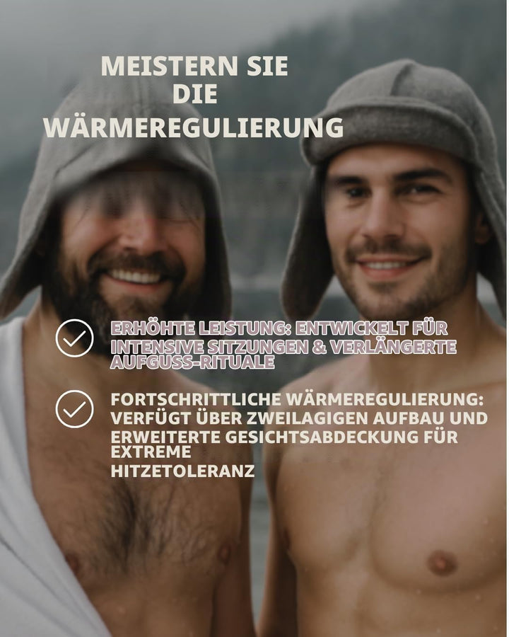 frihed.® Saunahut Pro Steingrau aus doppeltem Wollwalk - 100% Schafschurwolle - High End Sauna Acces