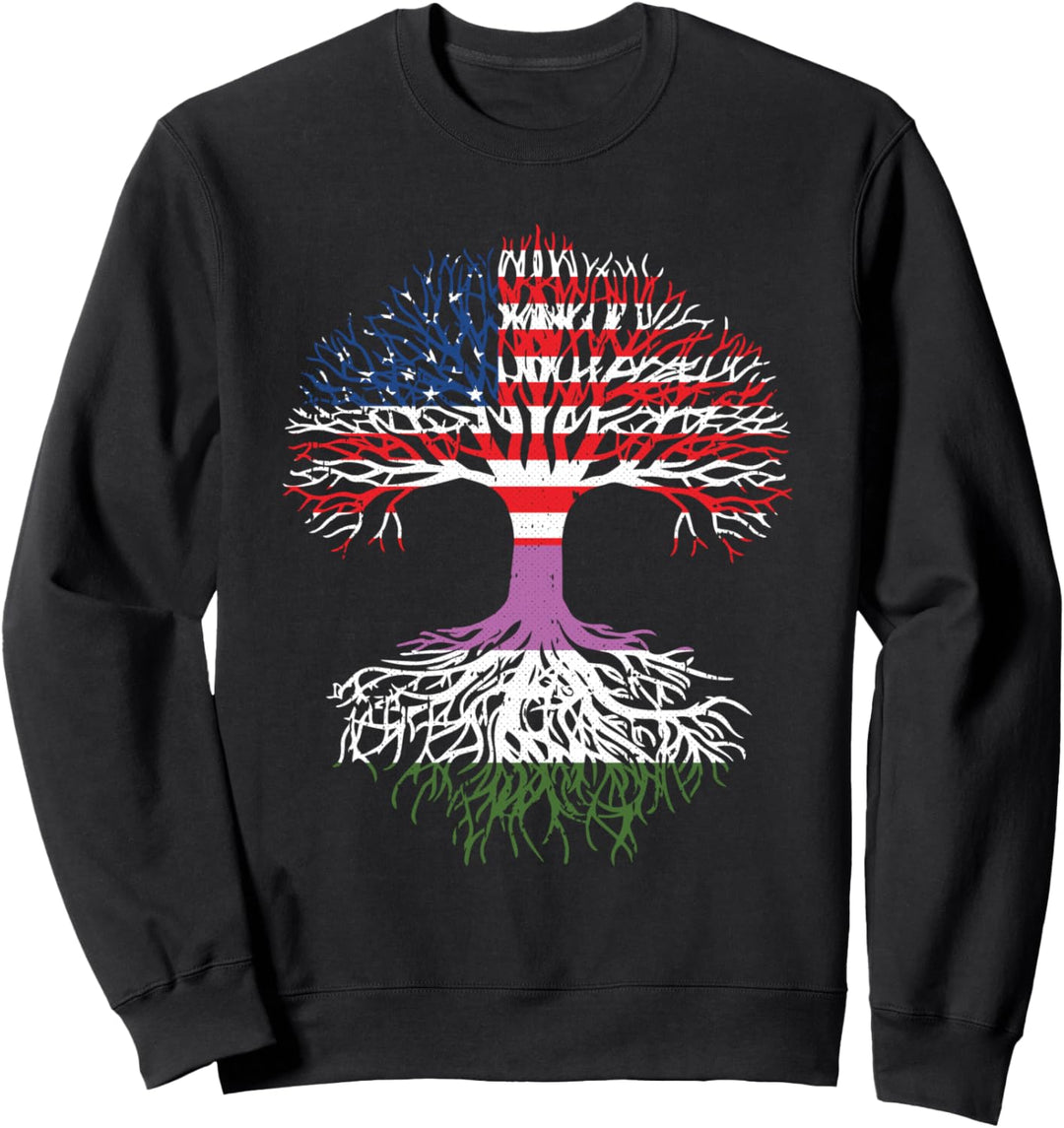 American Grown LGBT-Q Gender-Queer Roots Pride Flag Ally Sweatshirt