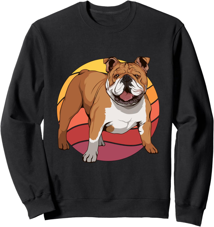 Retro Design Sunset Sachen Englische Bulldoggen Sweatshirt