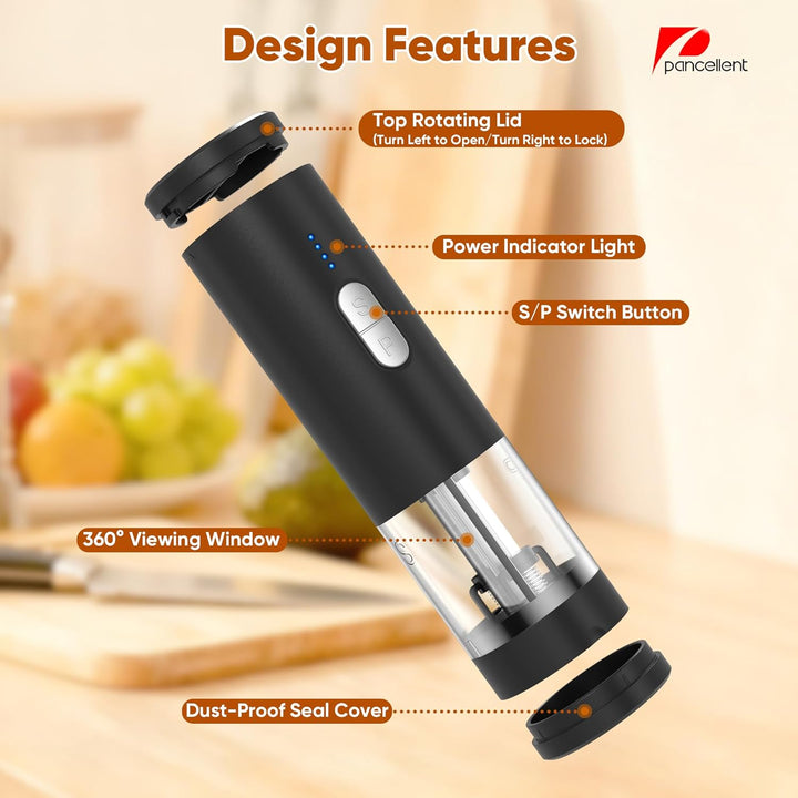 2 in 1 Elektrische Salz- und Pfeffermühle Set (USB wiederaufladbar), Automatische Salz- und Pfefferm