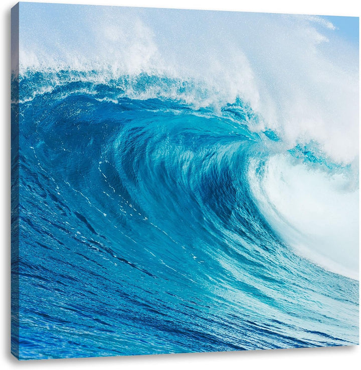 Atemberaubende Welle, Format: 70x70 auf Leinwand, XXL riesige Bilder fertig gerahmt mit Keilrahmen,