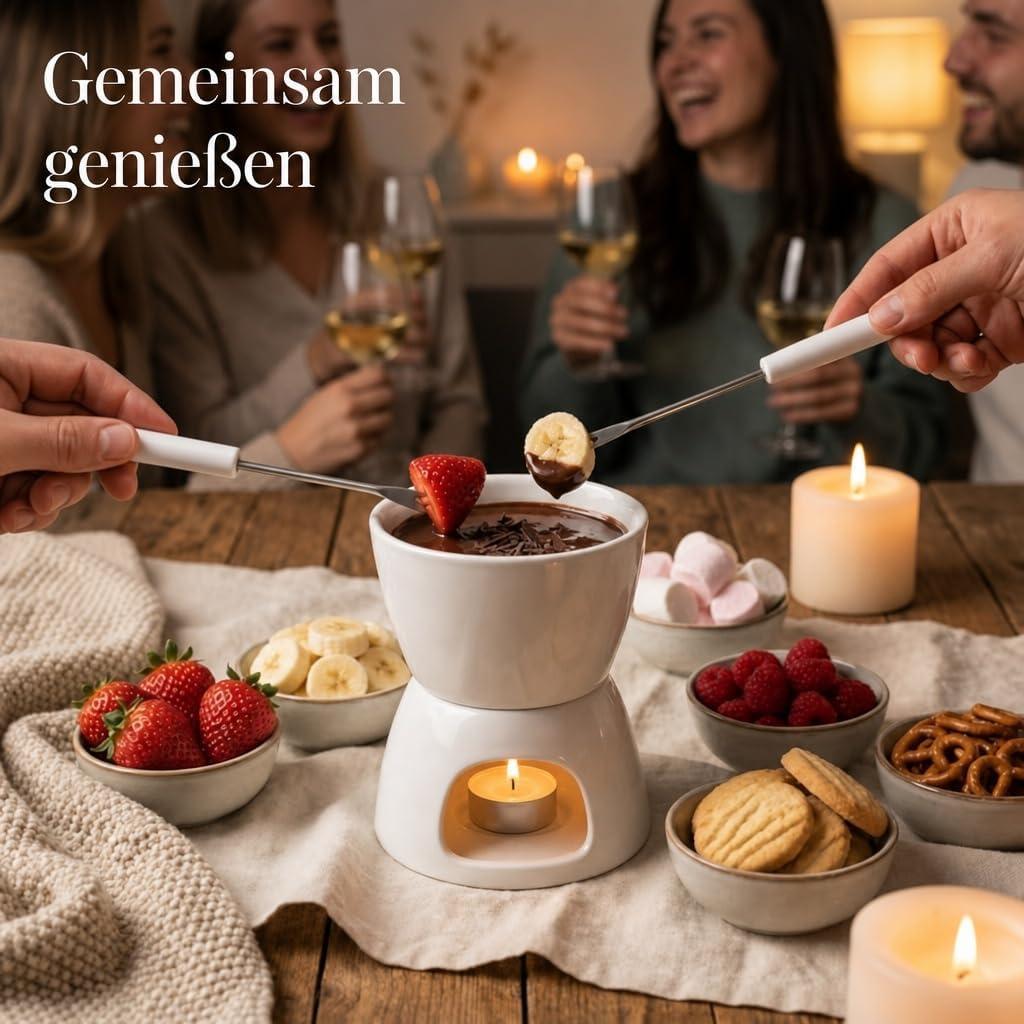 MIJOMA Mini Schoko-Fondue-Set - Entdecken Sie puren Schokoladengenuss - Trendiges &amp; stilvolles Desig